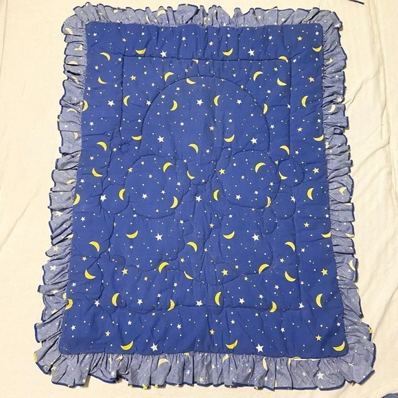 Vintage Mickey Mouse Minnie Crib Quilt Comforter Blanket and  Headboard Cover - Picture 5 of 16